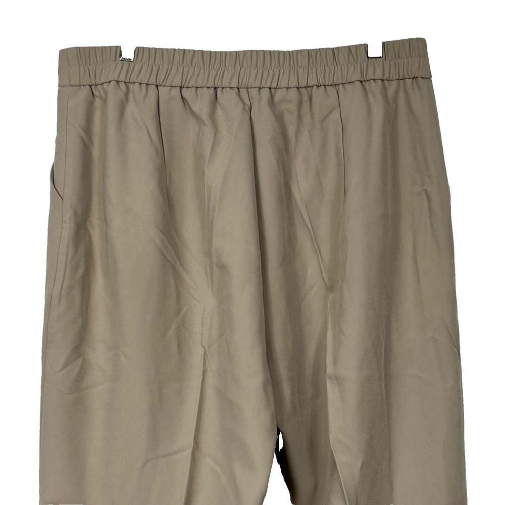 DECIVI Wide Leg Trousers Womens XLarge Khaki Tan Pleated Elastic Waist New - Picture 8 of 10